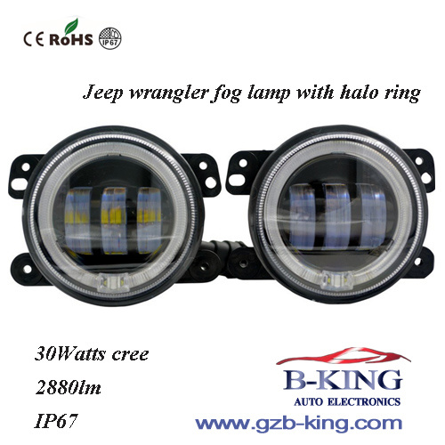 4inch LED Fog Light with Halo Ring for Jeep Wrangler