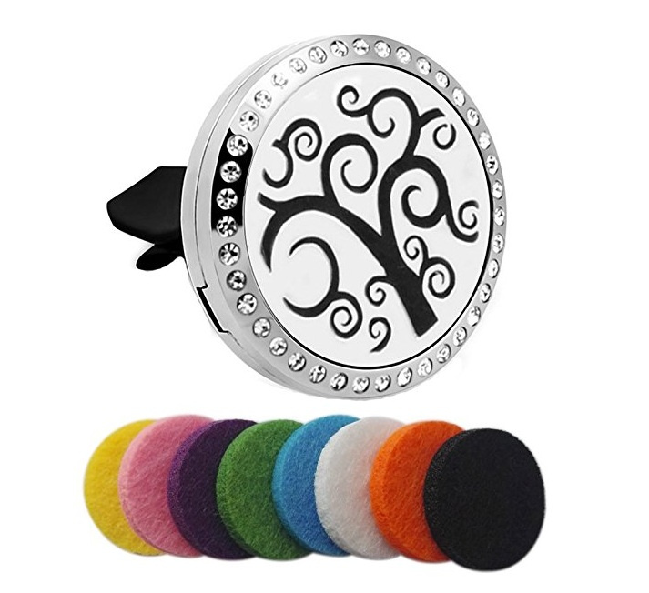 Stainless Steel Car Aromatherapy Locket with 12 Colors Pads