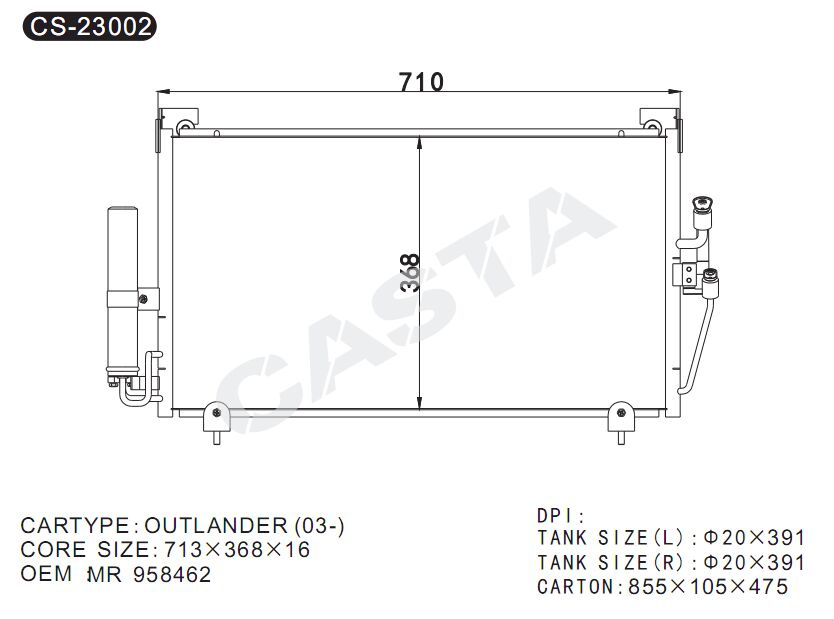 OEM: Mr 958462 Car parts condenser for Mitsubishi Outlander (03-)