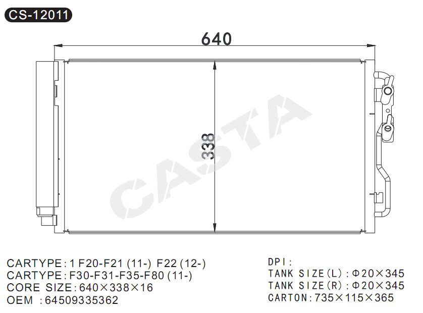 Condenser High Quality for BMW 1F20-F21 (11-) F22 (12-)