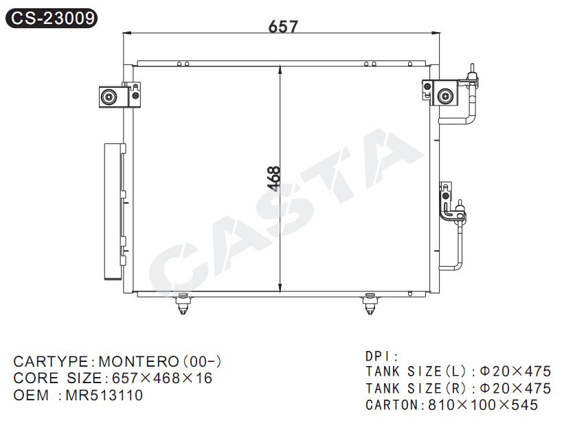 Best quality auto condenser for Mitsubishi Montero (00-)