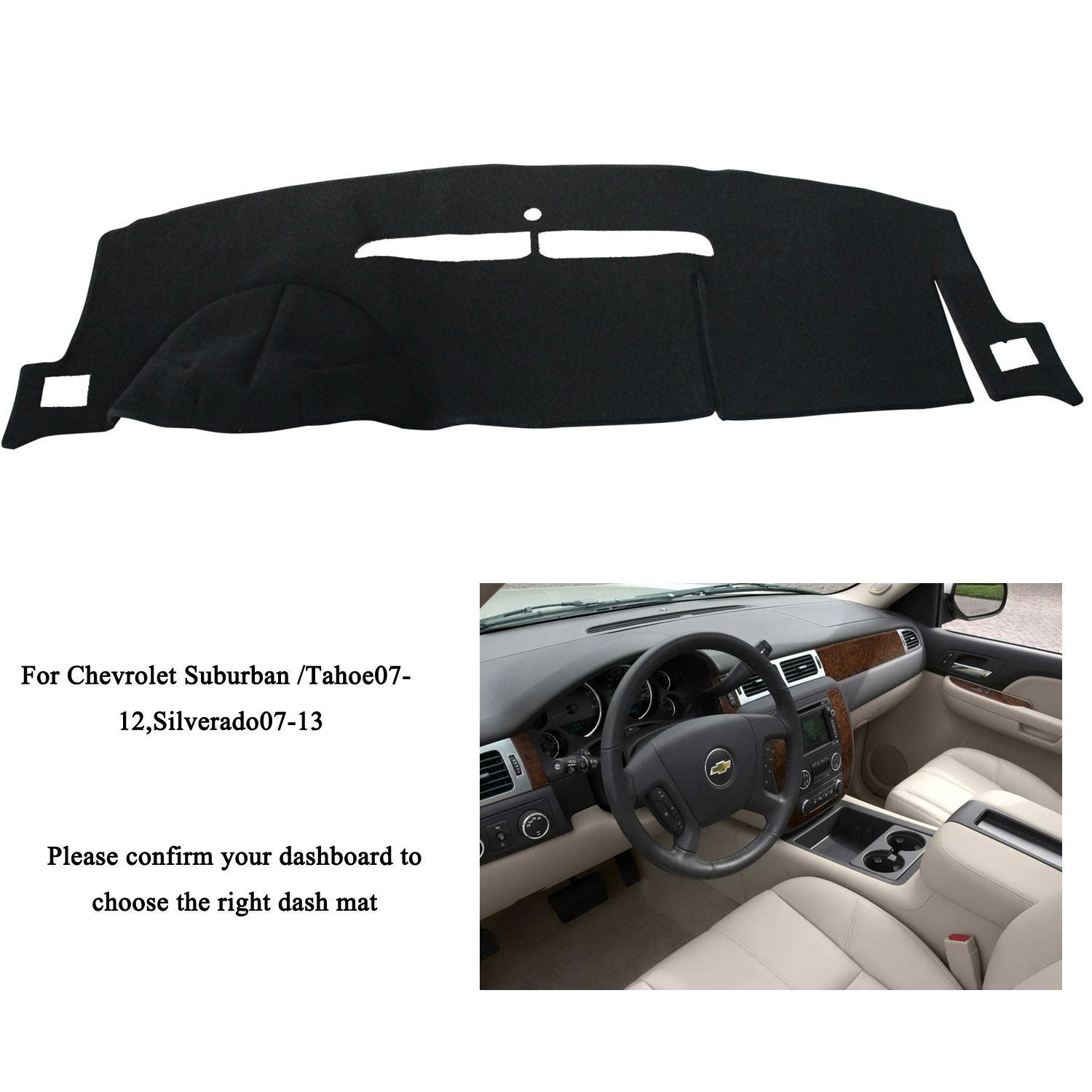 for Chevrolet Suburban/Tahoe 07-12 Silverado Ltz 07-13 Dashmat Dashboard Cover
