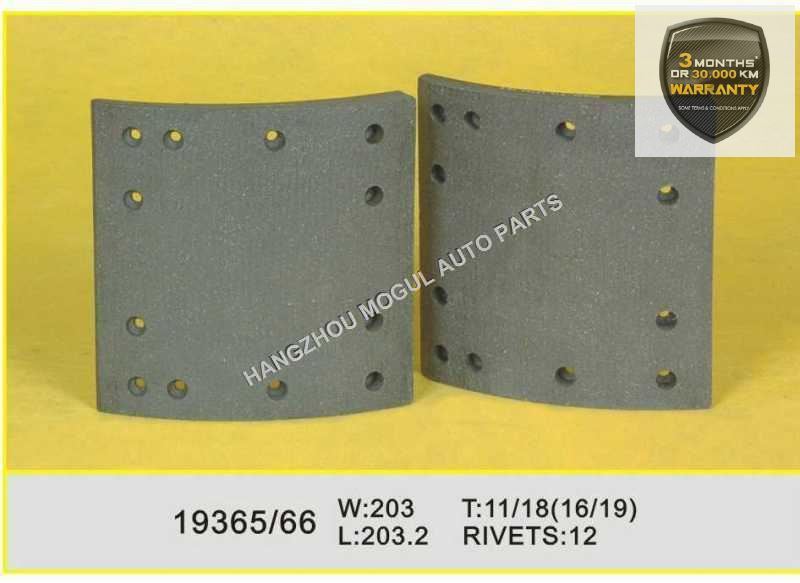 Brake Lining for Heavy Duty Truck Non Asbestos (19365/19366)