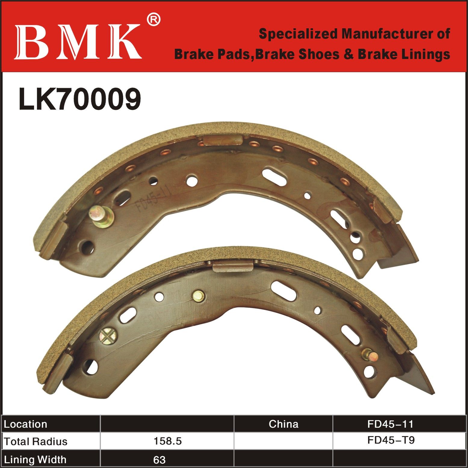 Non-Asbestos, Premium Forklift Brake Shoes (LK70009)
