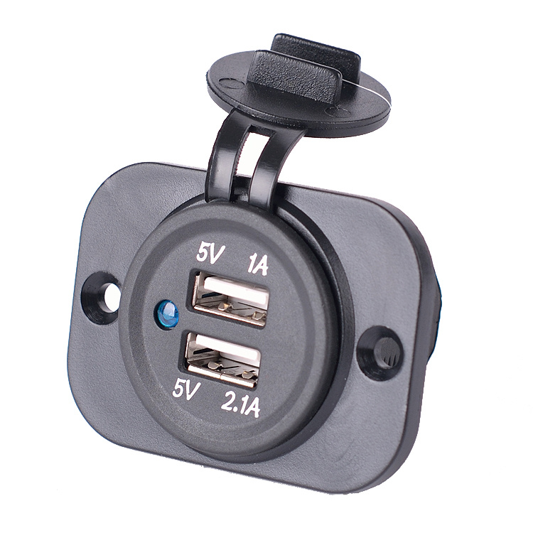 Dual USB Ports Charger Socket for Car Truck Motorbike Boat Marine