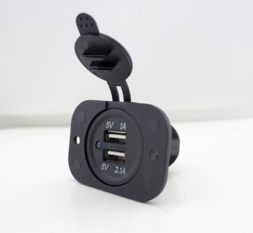 Dual USB Charger Socket Power for Motorcycle Car Dashmount Adapter 12V Plug