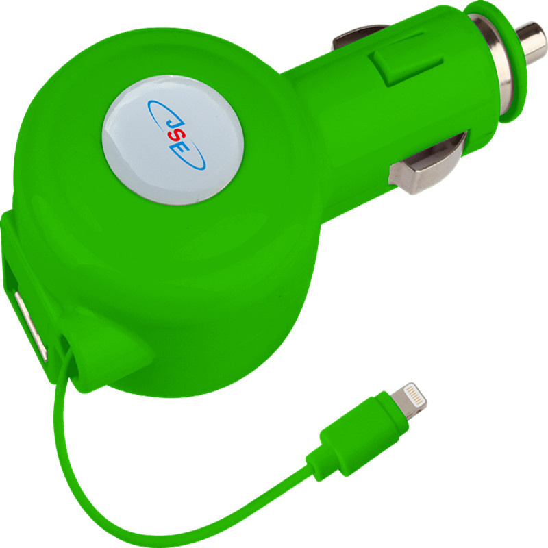 Mfi Certified Car Charger with Retractable Lightning Cable