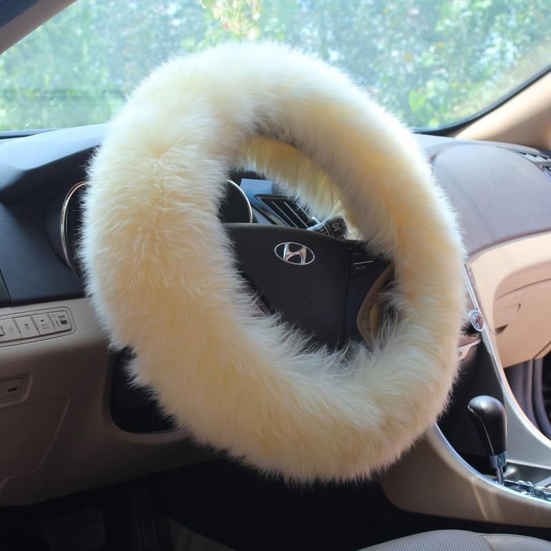Universal Matching Sheepskin Car Steering Wheel Cover Long Wool