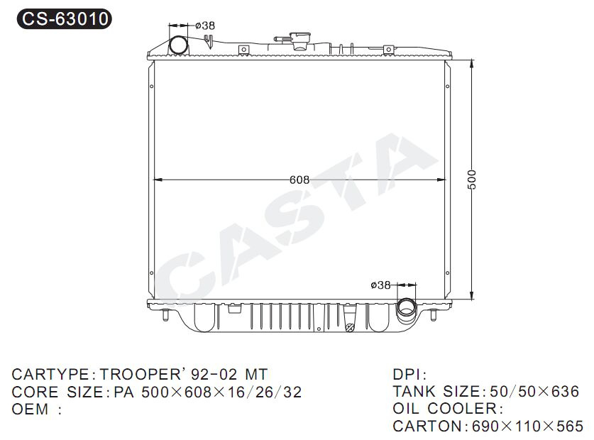 High Quality Auto Parts Radiator for Isuzu Trooper'92-02mt