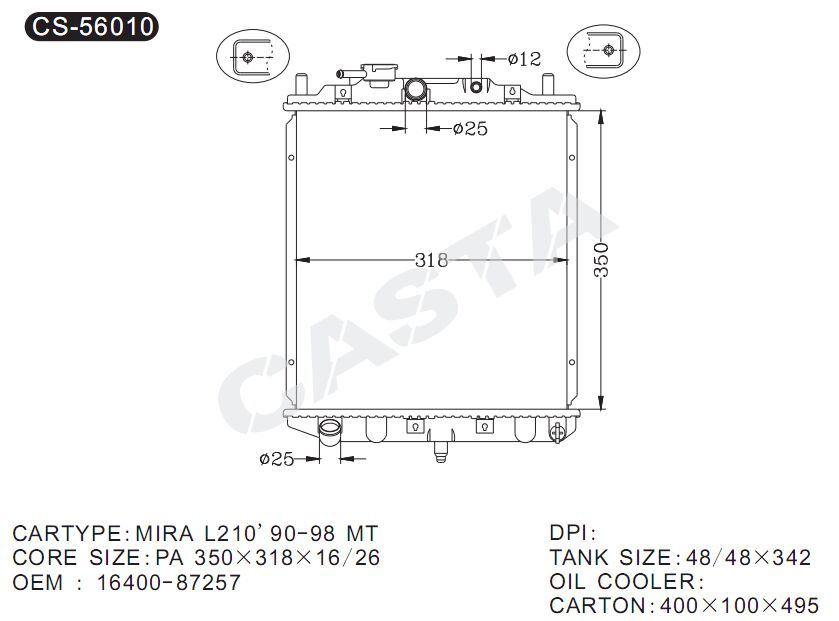 Auto Engine Radiator for Daihatsu Mira L210'90-98