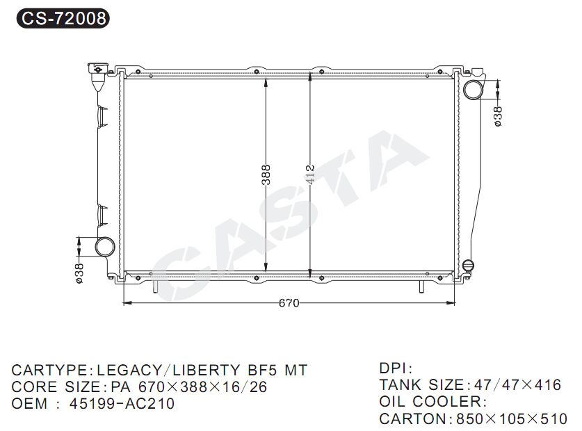Perfect for Subaru aluminum radiator for Legacy/Liberty Bf5 mt
