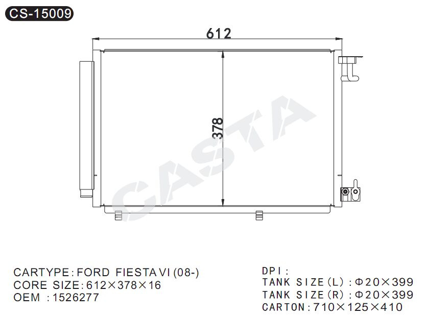 High efficient auto parts aluminum condenser For Ford Fiesta VI (08-)