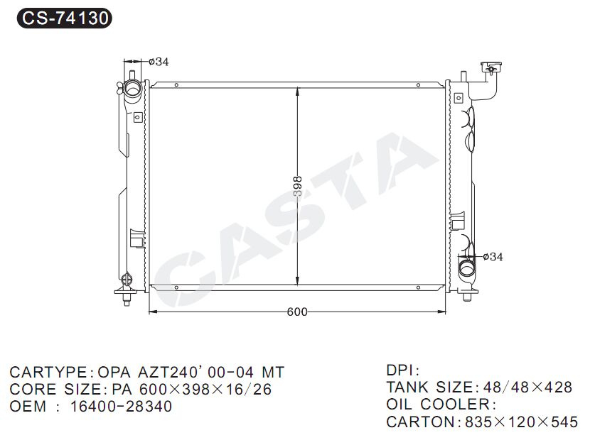 Best Quality Aluminum Auto Radiator for Opa Azt240'00-04 Mt