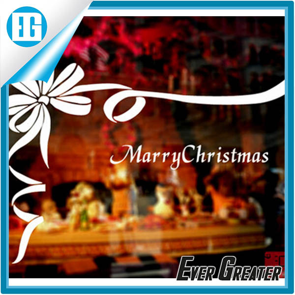 Merry Christmas White Ribbon Windows Double Sided Sticker