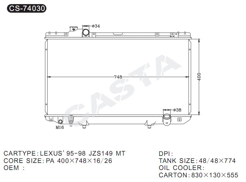 Engine Cooling Car Radiator for Lexus'95-98 Jzs149 mt