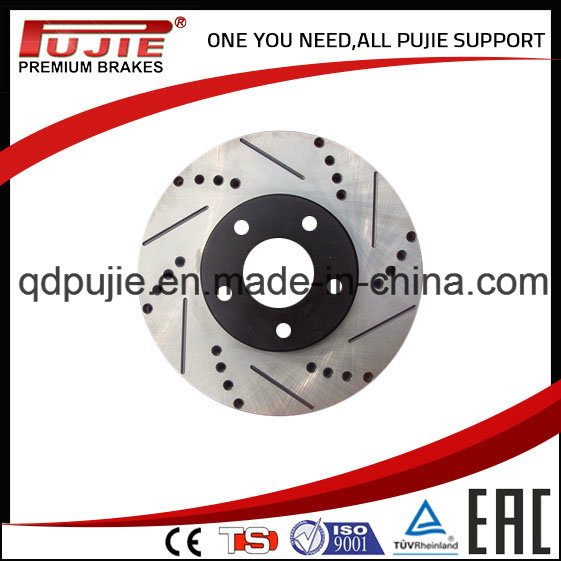 High Performance Two Pieces Carbon Cross Drilled and Slotted Brake Rotor (PJCBD007)