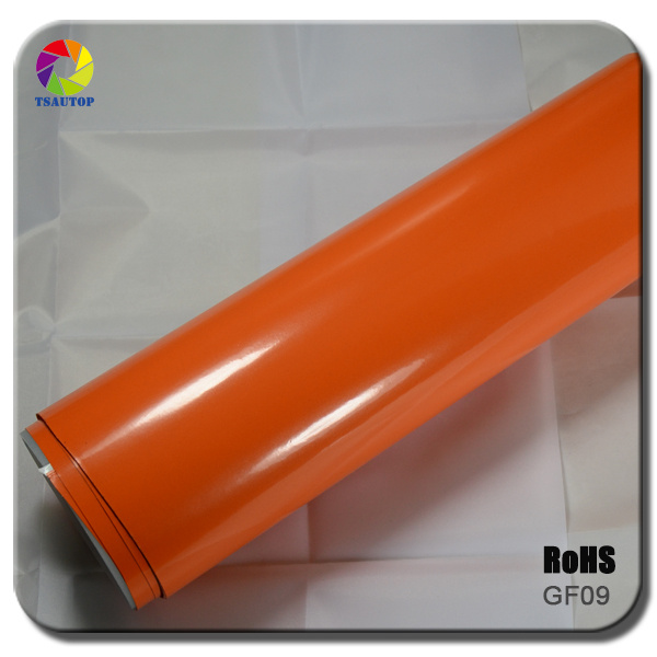 Tsautop Glossy Orange Car Wrap Film with Air Channel