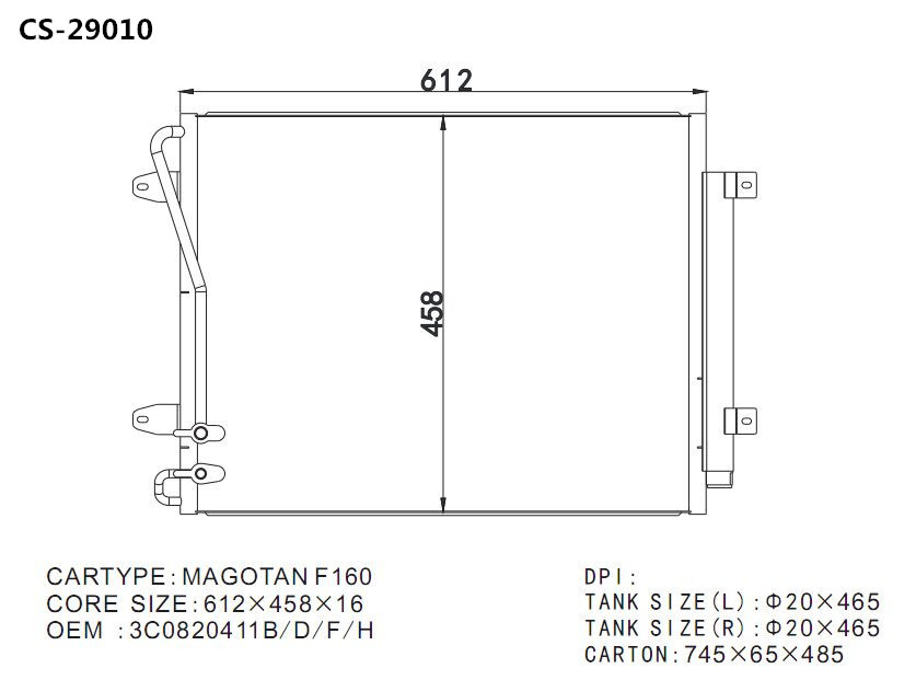 High Efficient Auto Parts Aluminum Condenser for Magotan F160