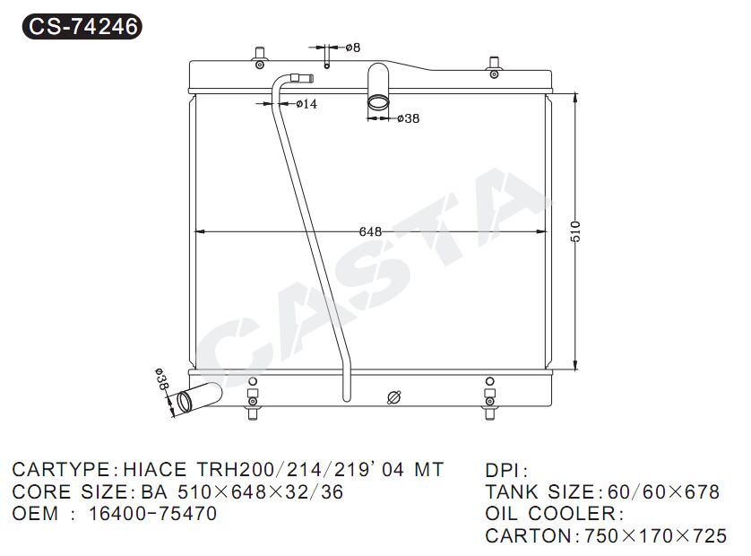 Replace Use Auto Radiator for Hiace Trh200/214/219'04 Mt 16400-75470