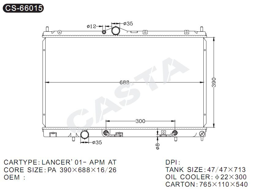 Hot Sales Auto Radiator For Mitsubishi Lancer'01-Apm AT