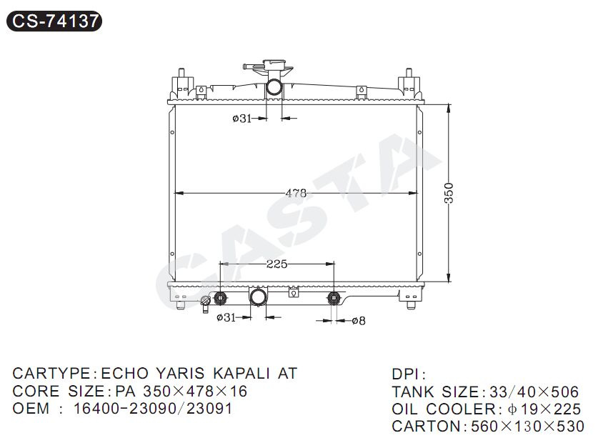 Cheap car radiator for Echo Yaris Kapali At