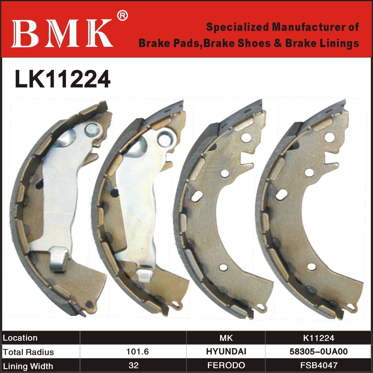 High Quality Brake Shoe (K11224) for Hyundai