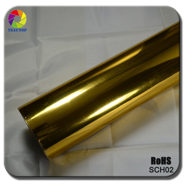 Tsautop 2015 Top Quality Golden Chrome Mirror Car Wrap Vinyl