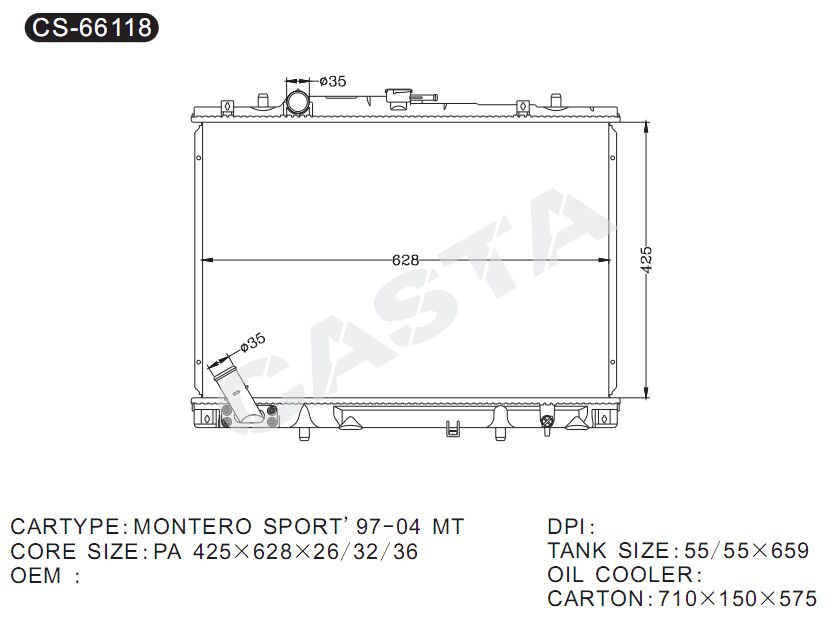 Competitive Rates Aluminum Radiator For Montero Sport'97-04mt