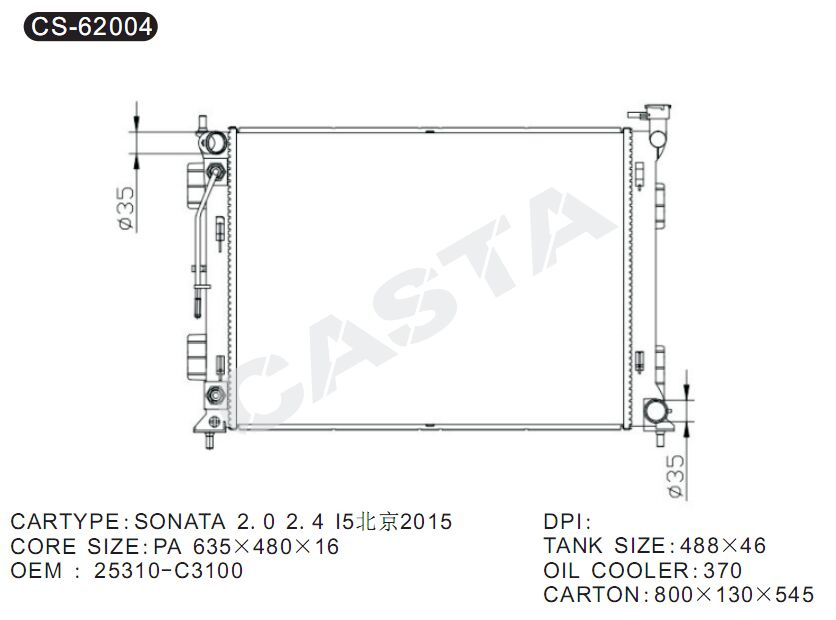 Hot Wholesale Auto Radiator for Hyundai Sonata 2.0 2.4 I5Beijing2015