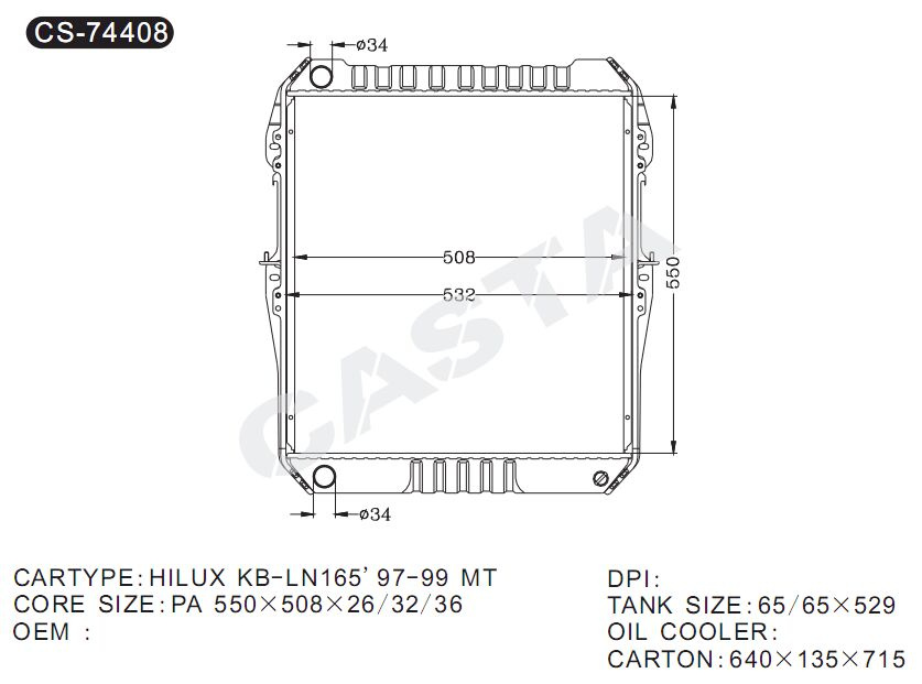 Whole Sale Price Auto Radiator For Toyota Hilux Kb--Ln165'97-99 Mt