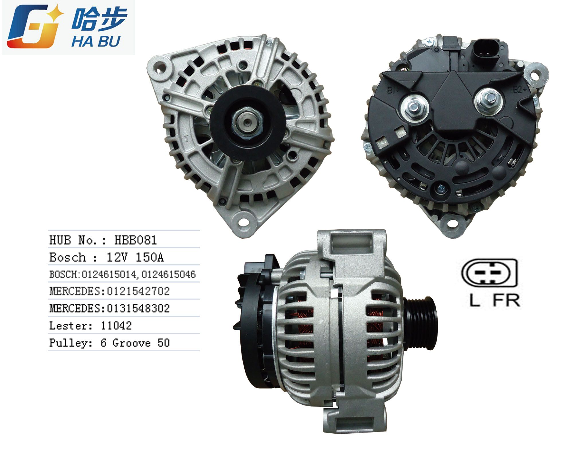 Alternator for Mercedes-Benz Car 12V 150A OEM: 0124615014, 0-124-615-046