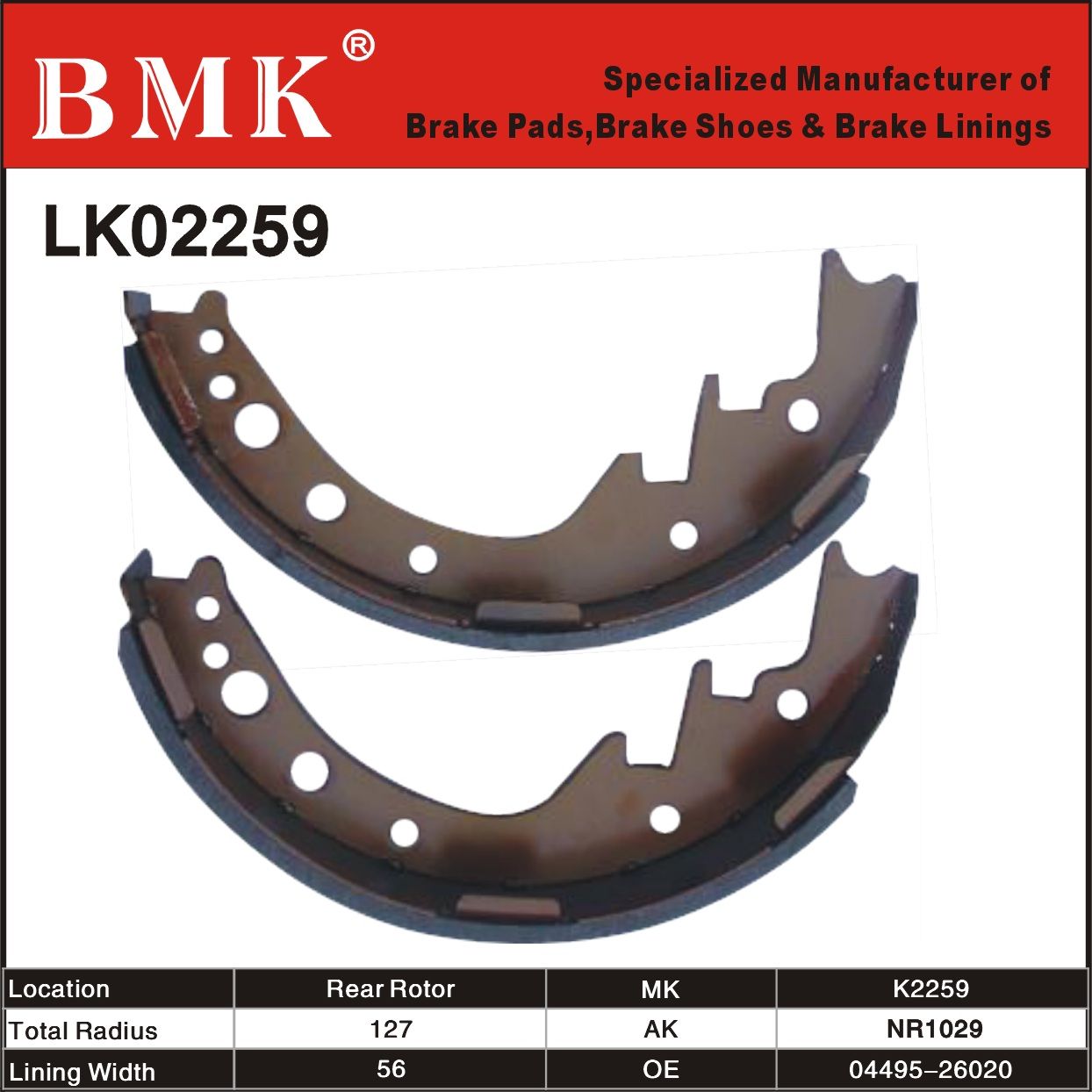 Environment Friendly Brake Shoes (K2259) for Toyota