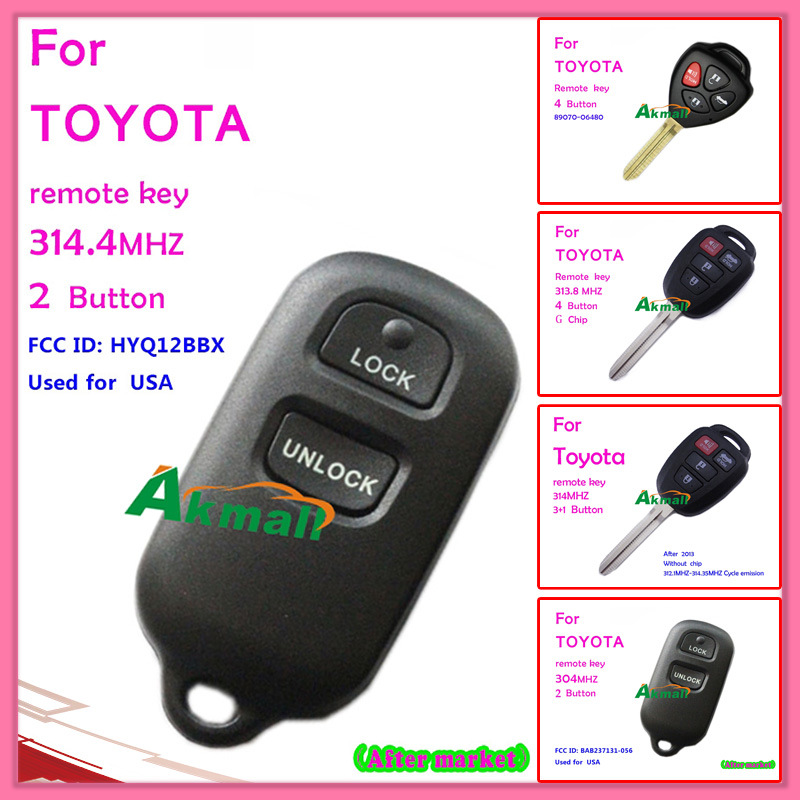 Remote Key for Toyota with 2 Button 314.4MHz Used for USA Fccid Hyq12bbx