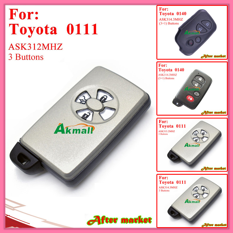 Smart Key for Toyota with 3buttons Ask314.3MHz 0111 ID71 Wd03 RV4yariscorolla 2005 2010 Silver