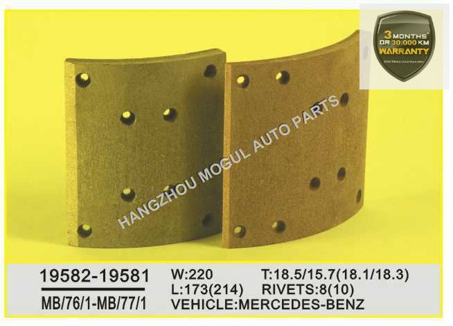 Premium Quality Brake Lining for Heavy Duty Truck (19581/19582)