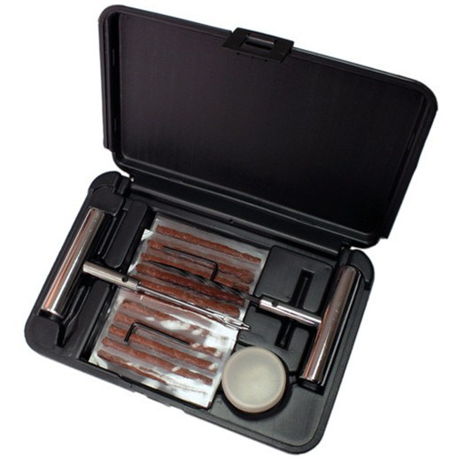 Tire Repair Kit- 35 PC Tire Kit, Rasp Tool, Split Eye Needle, Cement, 30 Plugs
