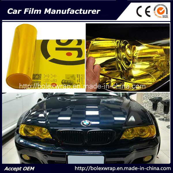 Self-Adhesive Yellow Color Car Headlight Film Car Tint Vinyl Films 30cmx9m