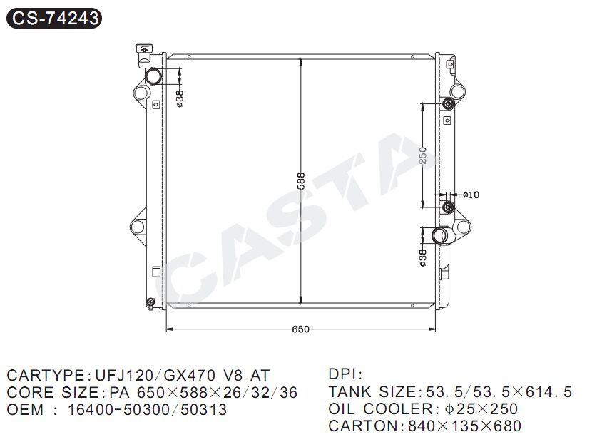 Hot wholesale auto radiator for Ufj120/Gx470 V8 At