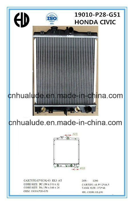 High Quality Aluminum Brazed Welding Car Radiator for Honda Civic