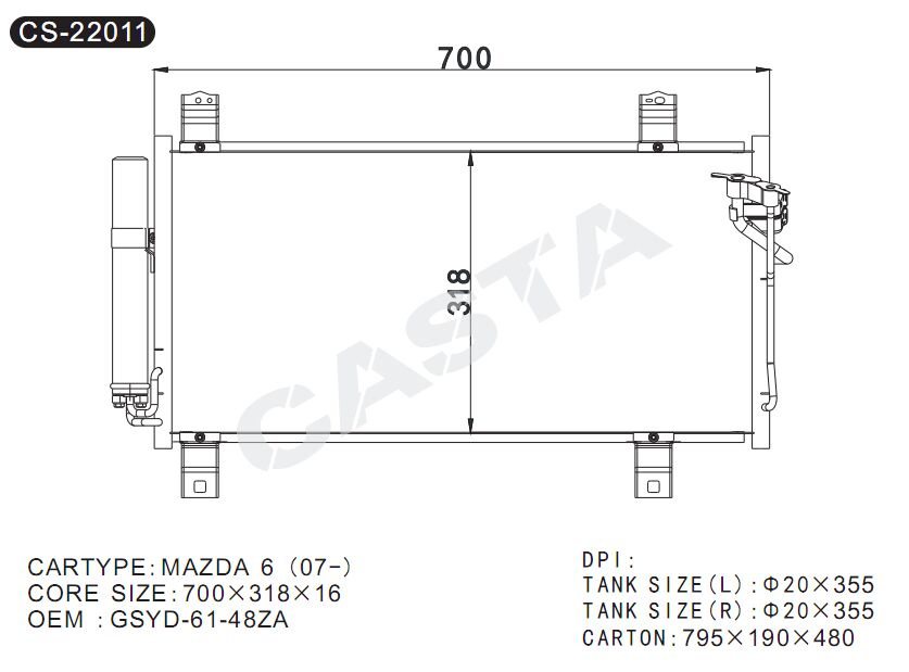 Car condenser for Mazda 6 (07-)