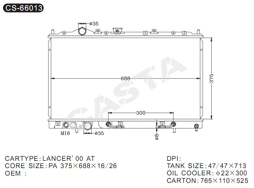 Engine Parts Auto Radiator for Lancer'00-at