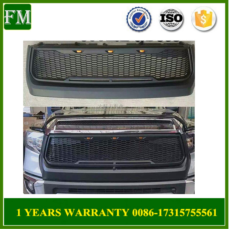 Black ABS Plastic Raptor Grille with Amber Light for 14-17 Toyota Tundra