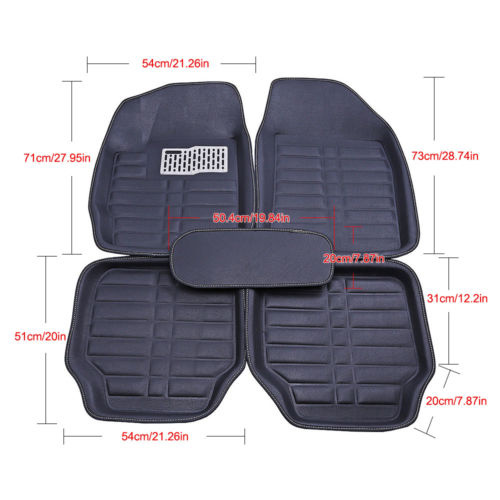 All Weather Car Floor Mats Front & Rear Liner Auto Waterproof 5PC Universal Mat