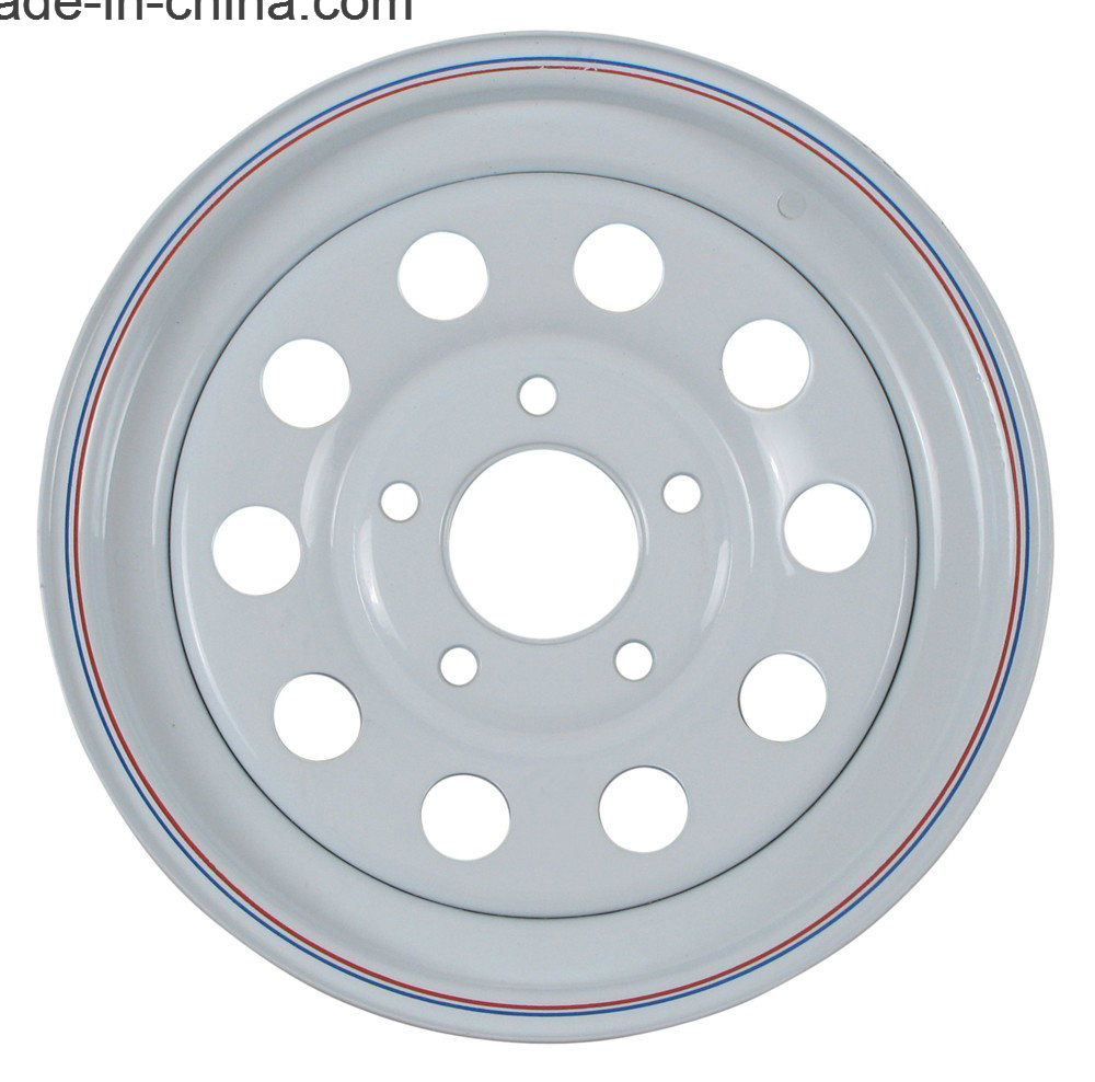 15X8 Modular Style 4X4 Black and White Finish Steel Wheels