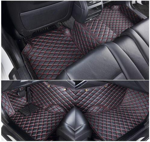 Premium Diamond 5D Car Floor Mats (BLACK WITH RED STITCHING) - Land Rover Sport