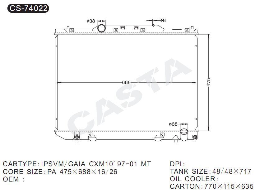 Promotional Aluminum Auto Radiator For Ipsvm/Gaia Cxm10'97-01mt