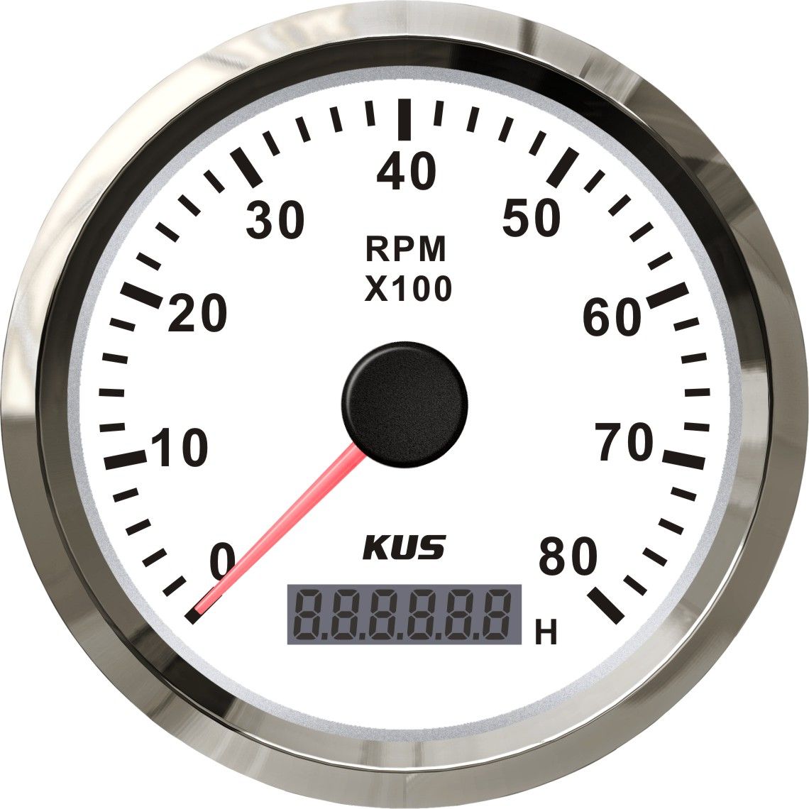 Best Price! ! ! 85mm Tachometer Gauge Tacho White Faceplate Stainless