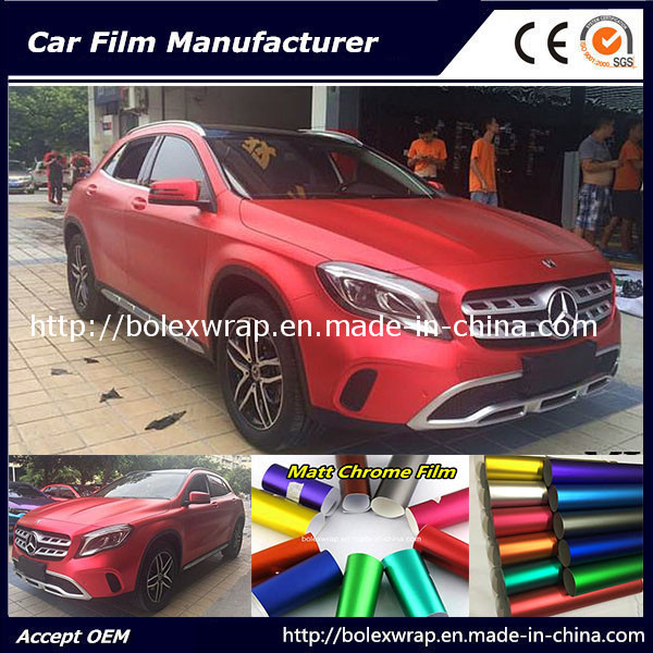 Hot Sell Red Matt Chrome Ice Film Car Wrap Adhesive Vinyl 1.52m Width