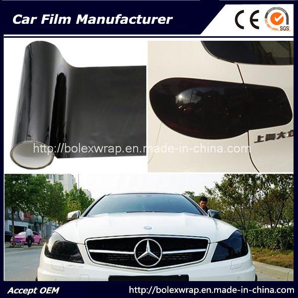Self-Adhesive Deep Black Color Car Headlight Film Car Tint Vinyl Films 30cmx9m