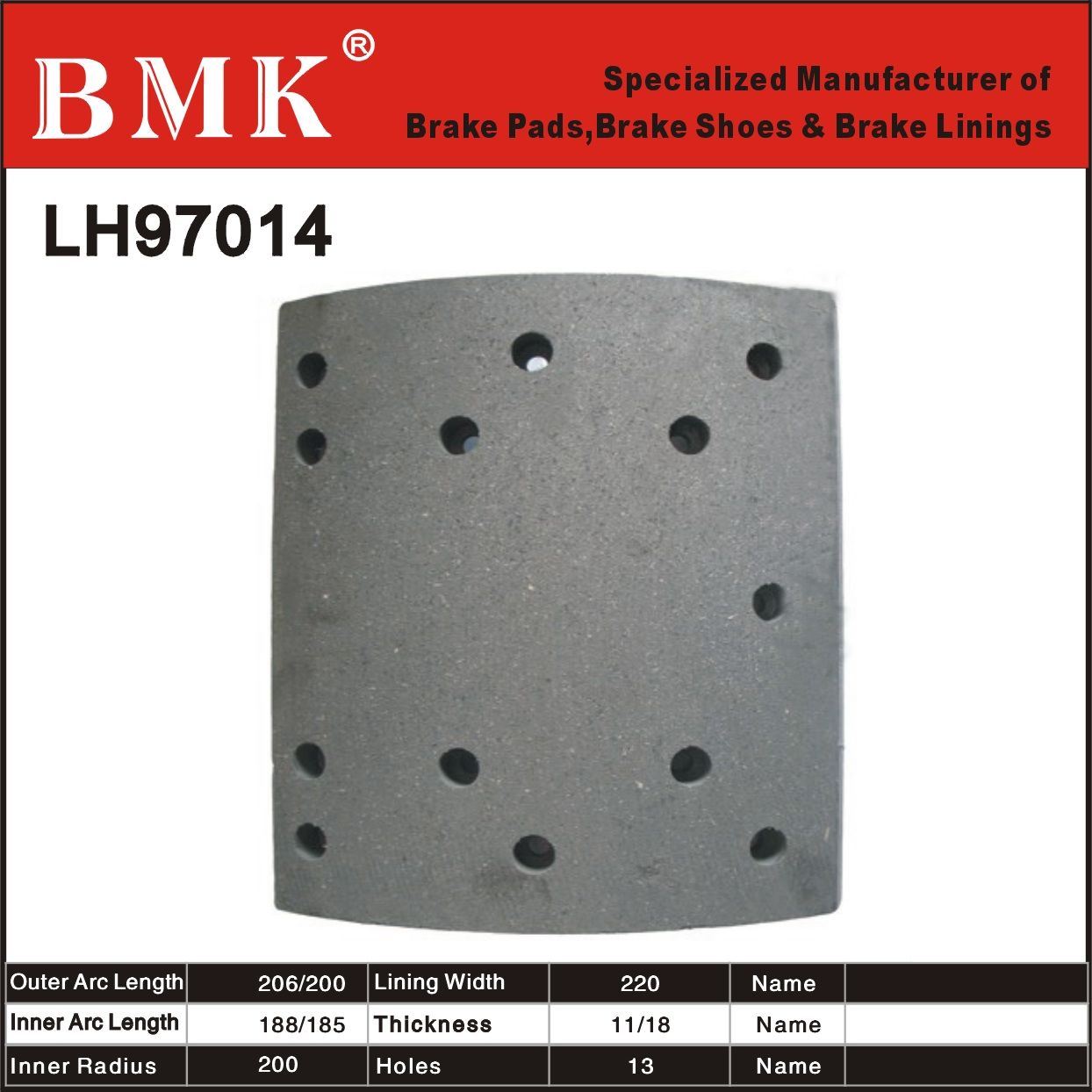 Environment Friendly Brake Lining (LH97014)